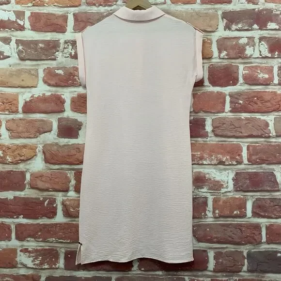 Tommy Hilfiger Dress Women's 2 Pink Crinkle Stretchy Casual Work Popover - Picture 4 of 9